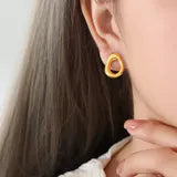 Aretes Hollow Oro y Plata
