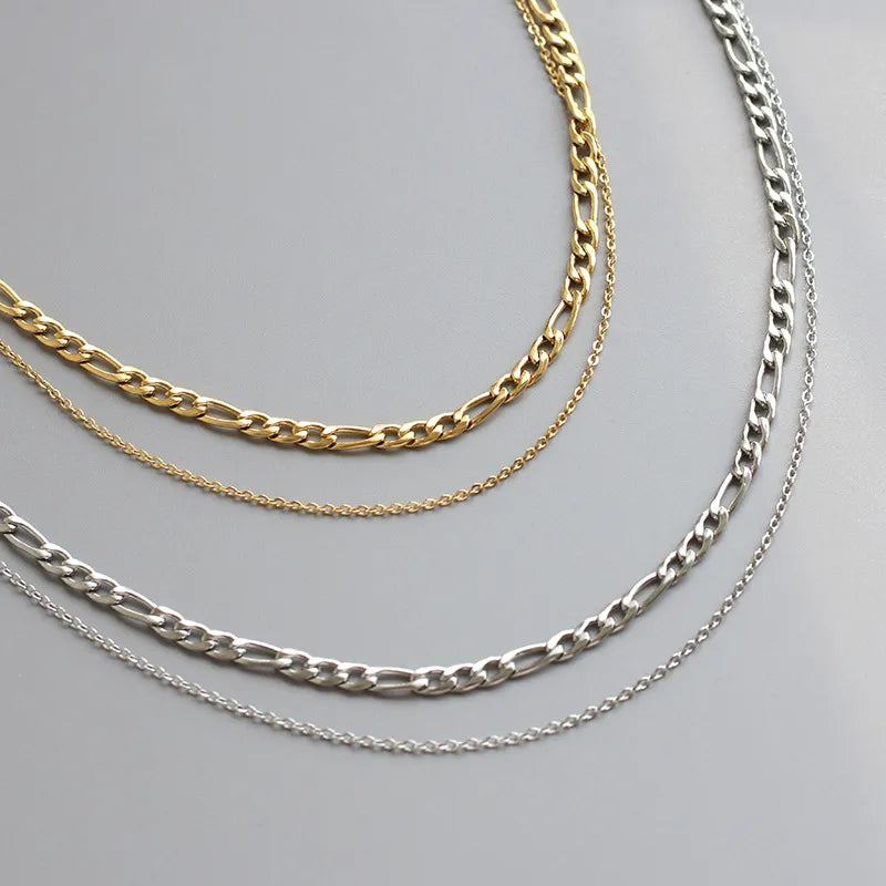 Collar Double chain dorado o platado (K18)