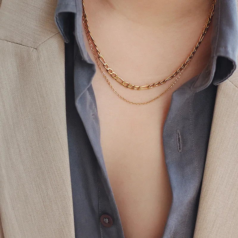 Collar Double chain dorado o platado (K18)