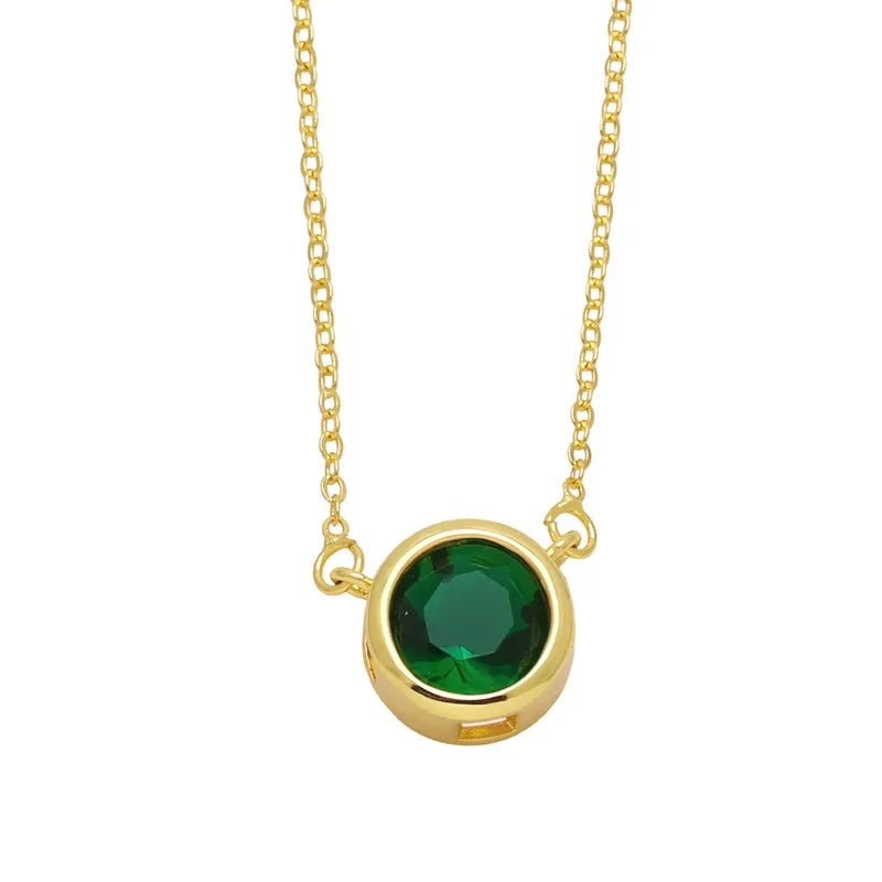 Collar Big Rounded Solitar - verde