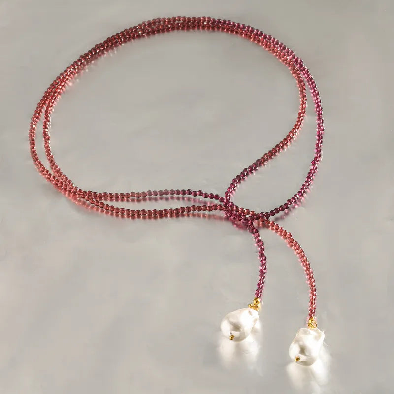 Collar Perla Larg a (perla, transpartente, verde o purpura)