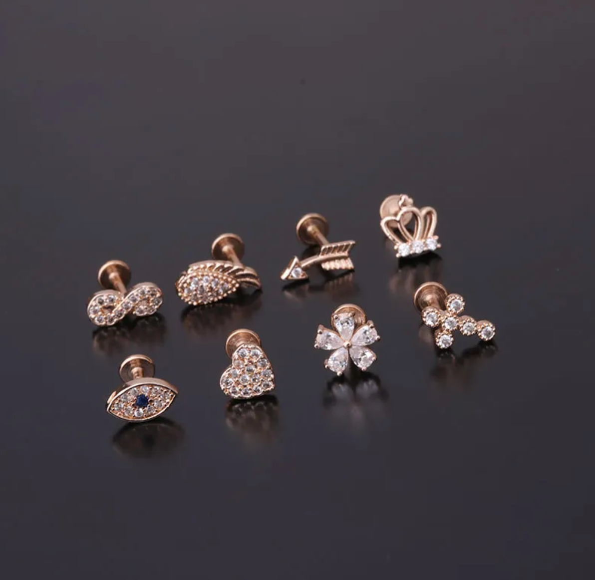 Piercing Invertido CRUZ, OJO TURCO, CORONA, FLOR, FLECHA