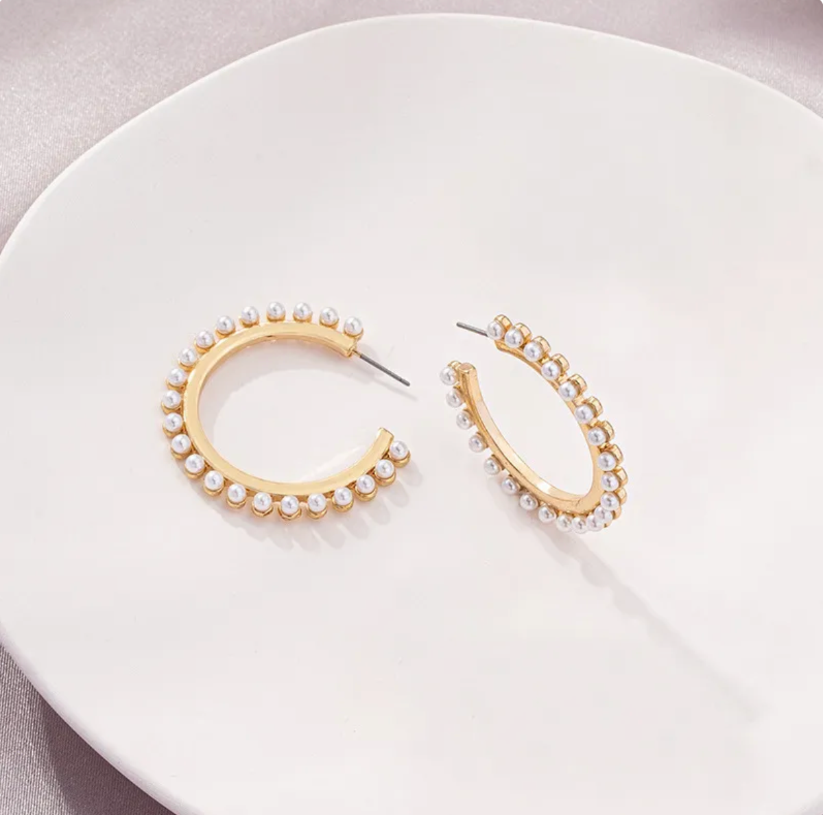 Arracadas Medianas con Mini Perlas