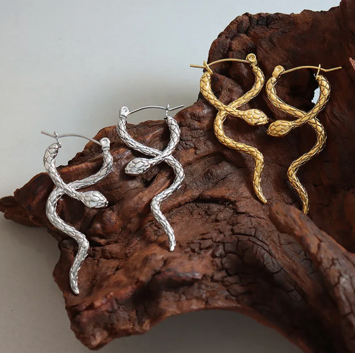 Aretes Snake Hanging Plata
