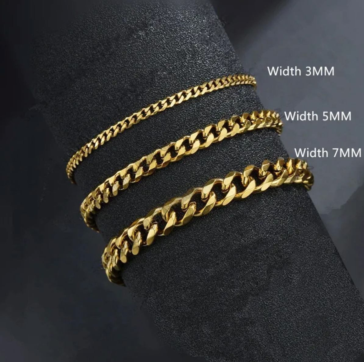 HIM - Pulsera Cadena Cubana Oro, Plata y Negro