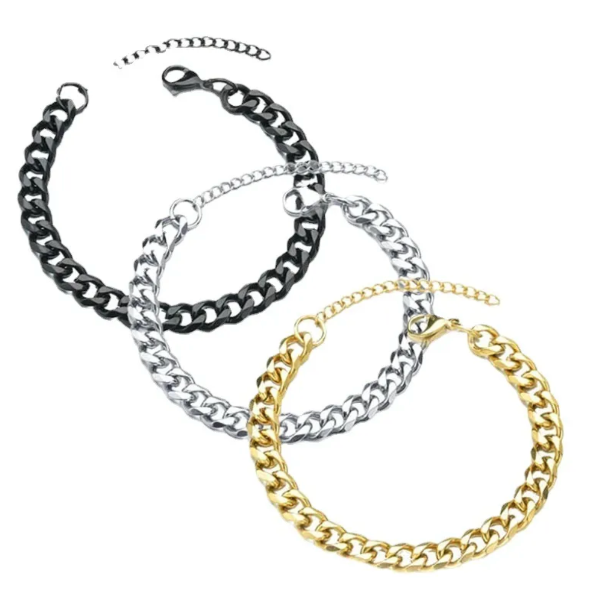 HIM - Pulsera Cadena Cubana Oro, Plata y Negro