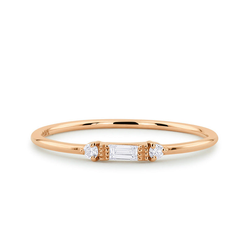 Anillo triple piedra Rose Gold WHITE Stone