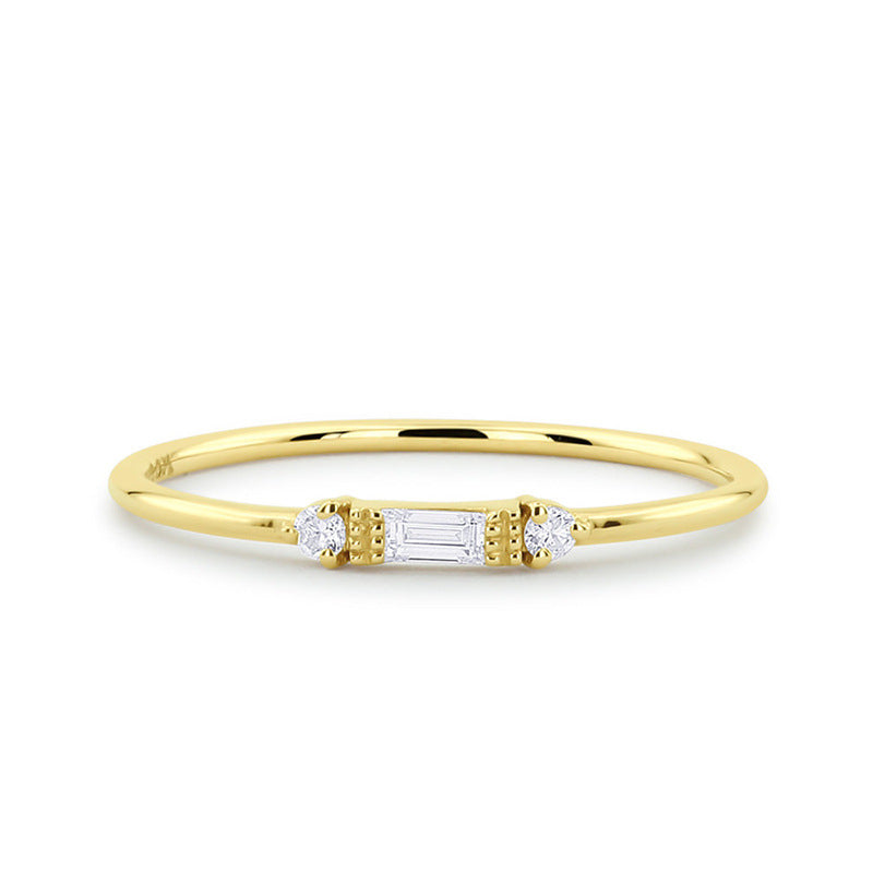 Anillo triple piedra Yellow WHITE Stone