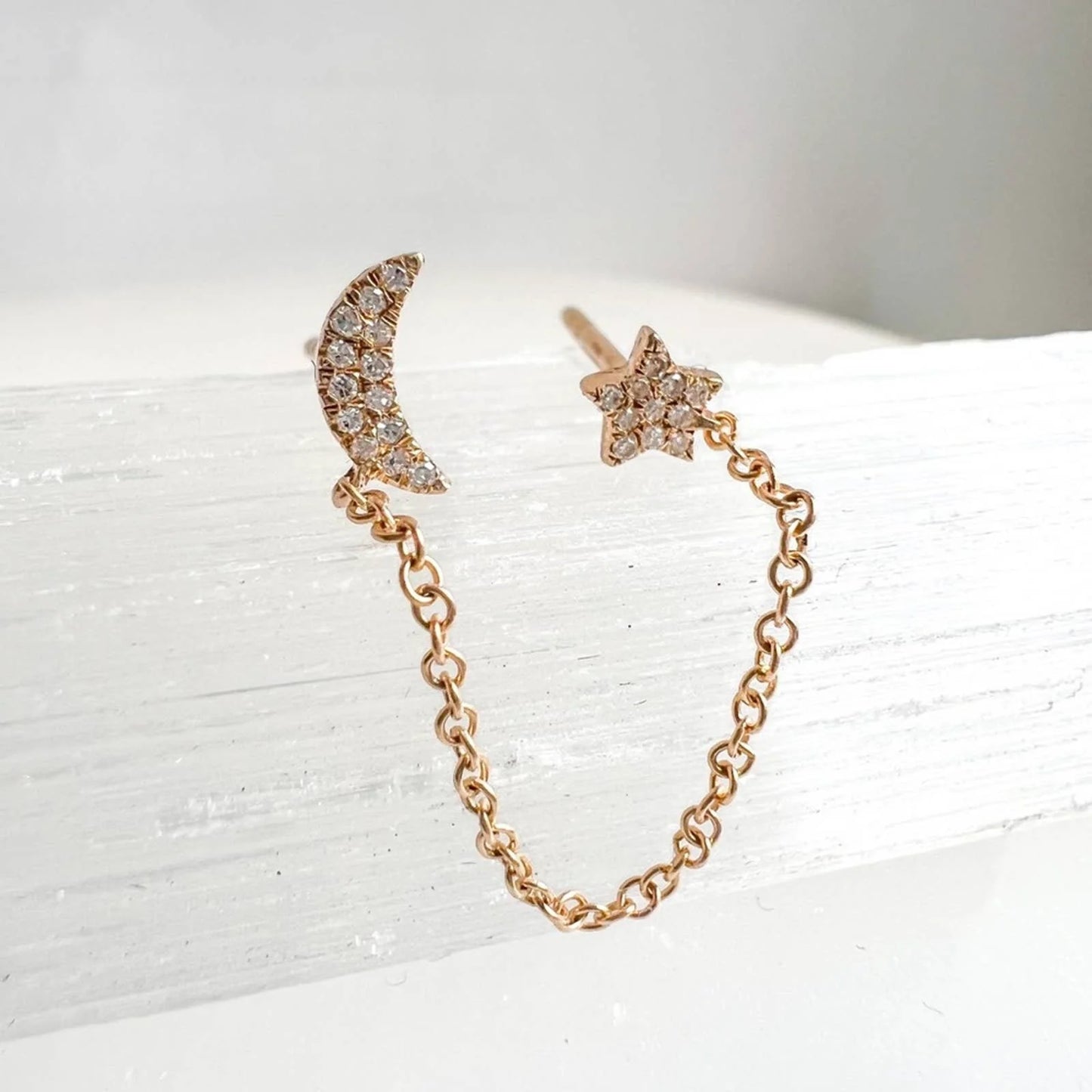 Double piercing GOLD star & moon