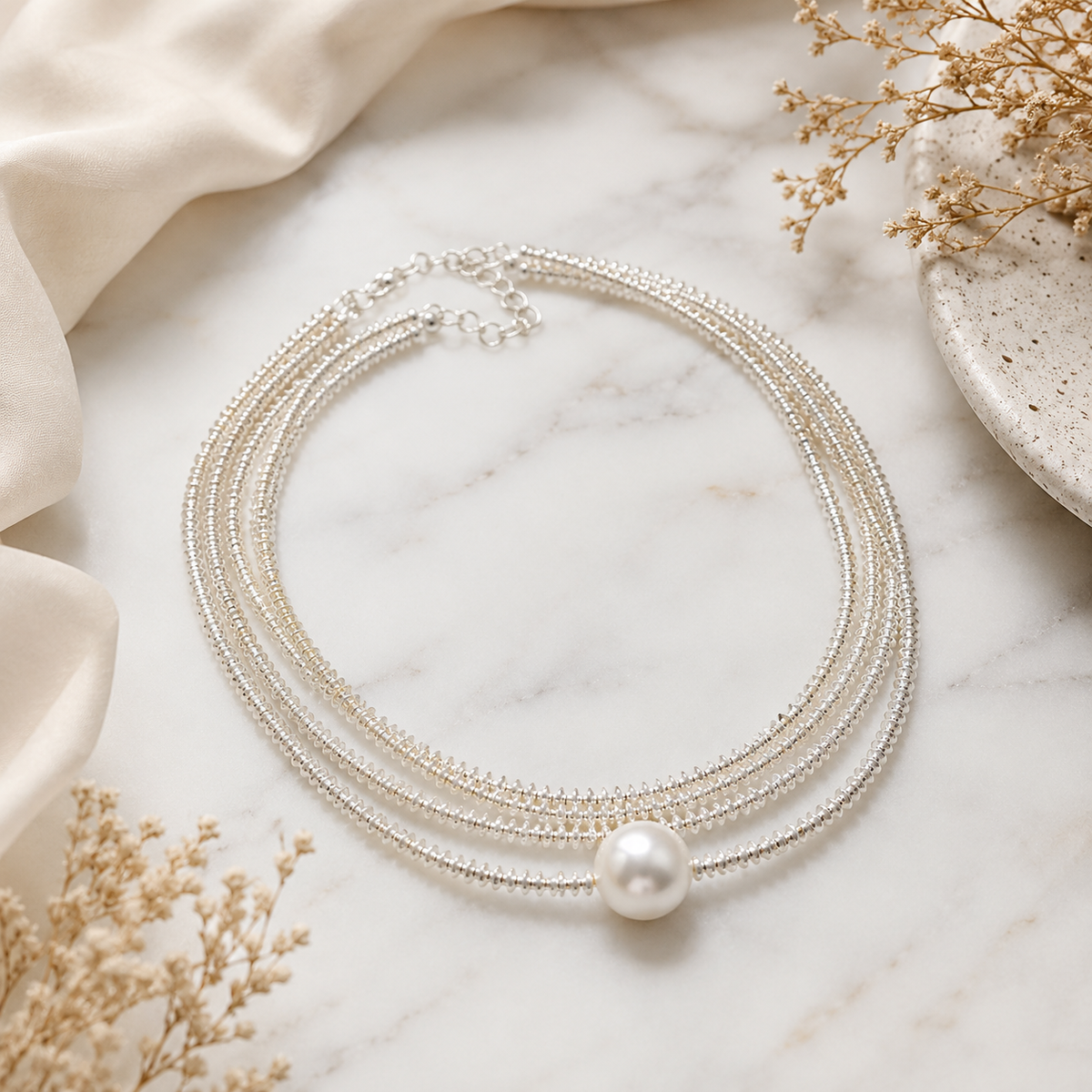 Collar Silver Pearl