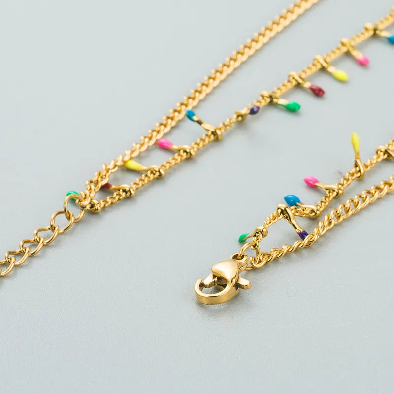 Collar cadena doble con mini cerillos colores