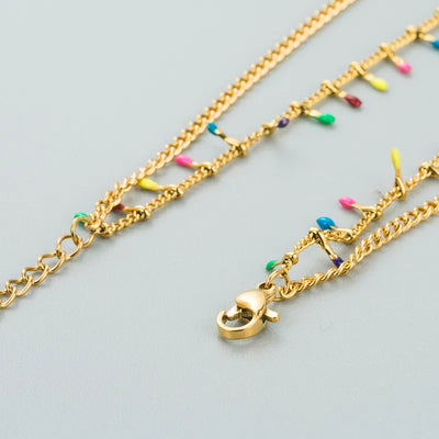 Collar cadena doble con mini cerillos colores