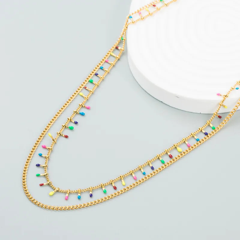 Collar cadena doble con mini cerillos colores