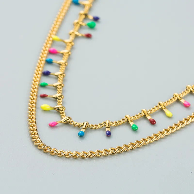 Collar cadena doble con mini cerillos colores