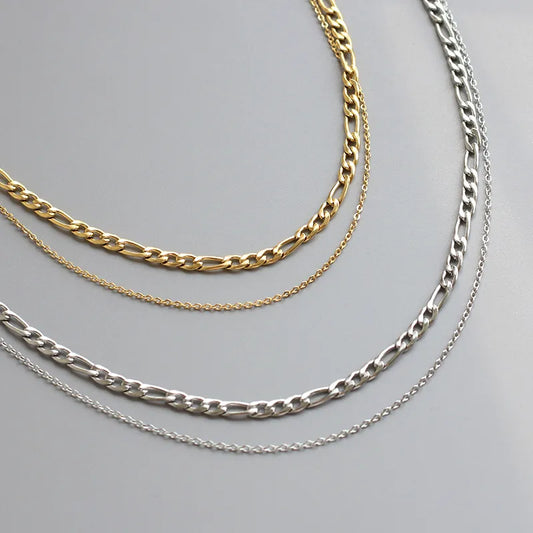 Collar Double chain dorado o platado  (K18)