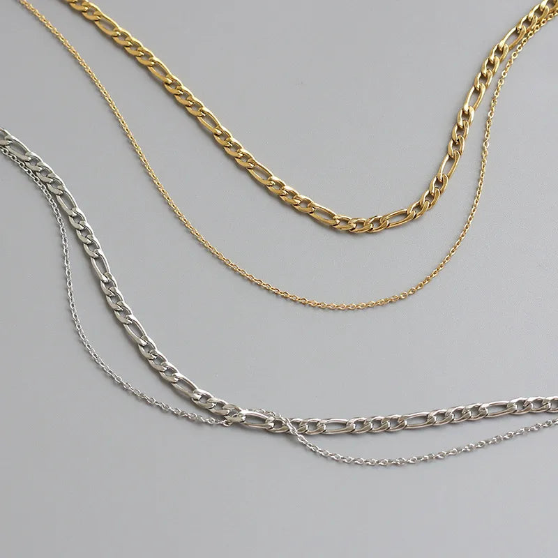 Collar Double chain dorado o platado  (K18)