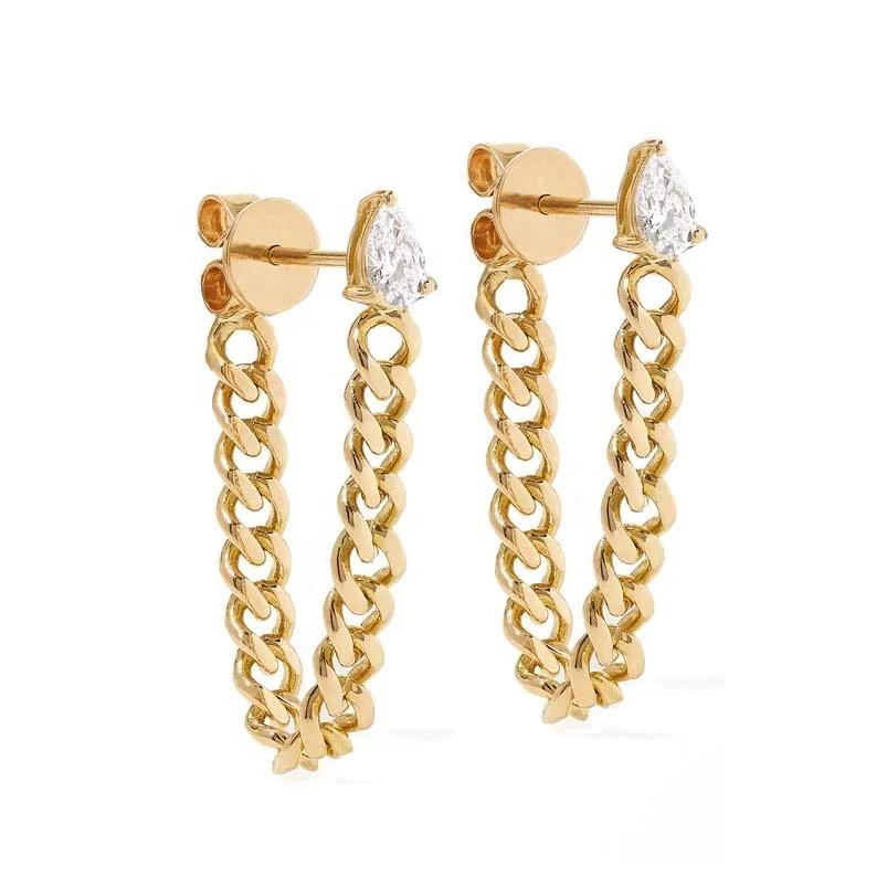 Aretes de Cadena Colgante con brillo dorado y plata