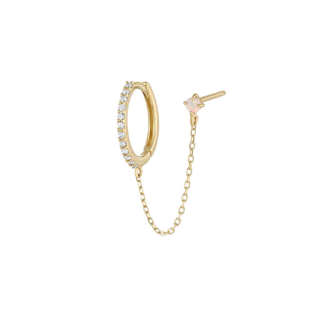Stud de madre perla con huggie dorado