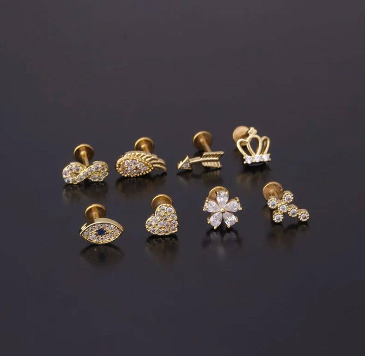 Piercing Invertido CRUZ, OJO TURCO, CORONA, FLOR, FLECHA