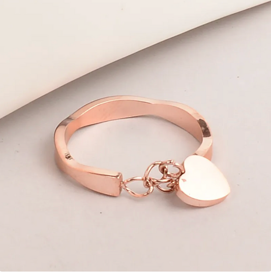 Anillo ajustable Rose Gold corazon colgado