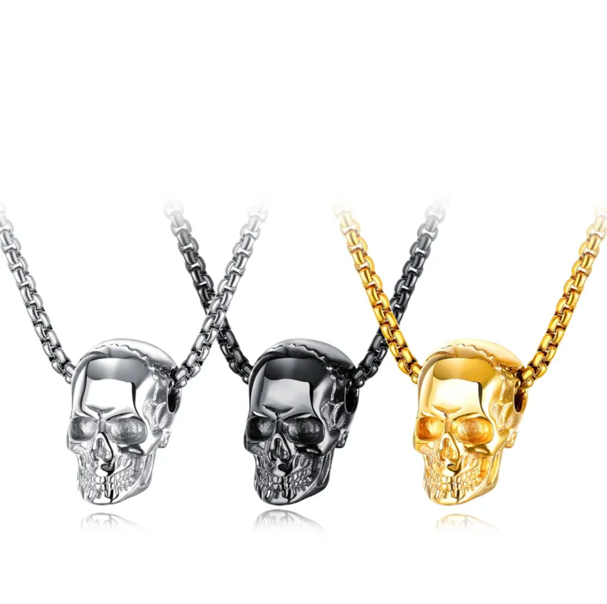 HIM - Cadena Skull-Punk Dorado