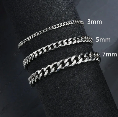 HIM - Pulsera Cadena Cubana Oro, Plata y Negro