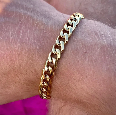 HIM - Pulsera Cadena Cubana Oro, Plata y Negro