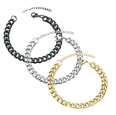 HIM - Pulsera Cadena Cubana Oro, Plata y Negro