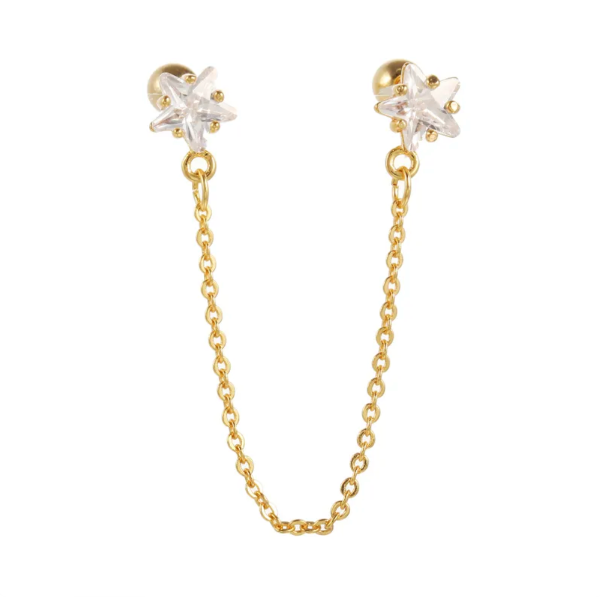 Piercing Doble Estrellas Oro