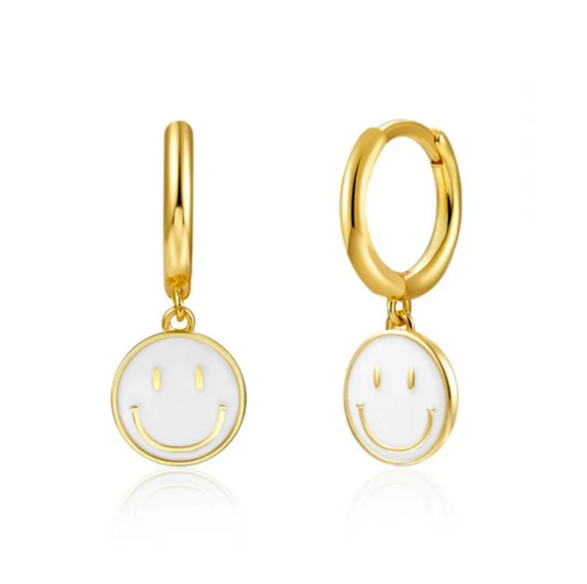 Mini Hoops White.Co con Smily Blanca colgante