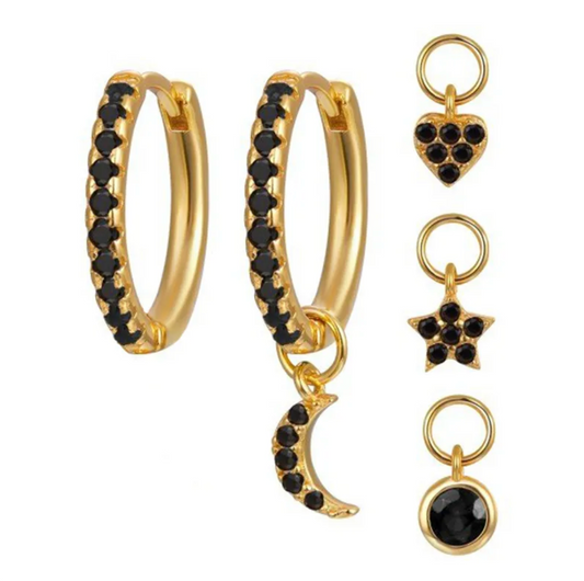 Mini Hoops Black.Co churumbela con charms