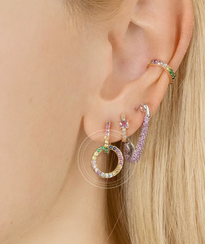 Hoop  oro con Aro rainbow