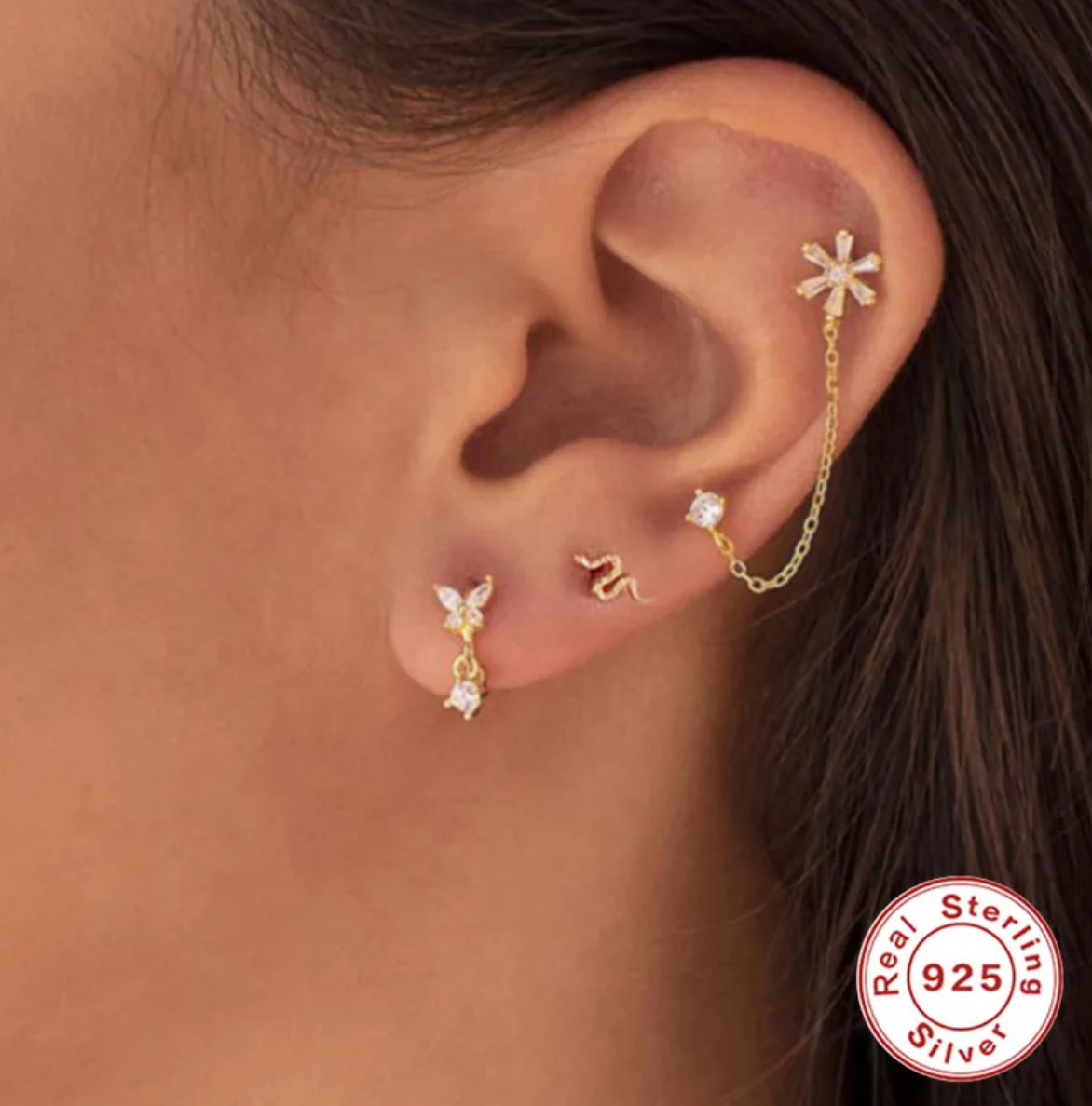 Piercing Big Snake Oro y Plata