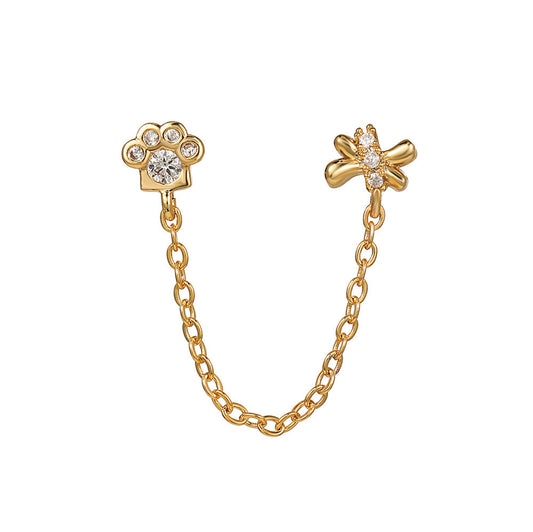 Piercing Doble Paw + Fly Oro, Plata o Rose Gold