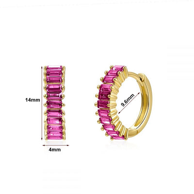 Mini Hoops Pink.Co Churumbela Rectangulos Gde Oro y Plata