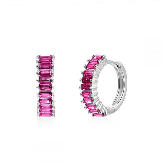 Mini Hoops Pink.Co Churumbela Rectangulos Gde Oro y Plata