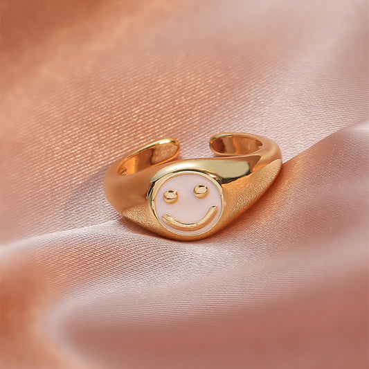 Anillo ajustable Smily Blanca