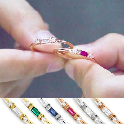 Anillo triple piedra Rose Gold RED Stone