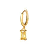 Mini Hoops Dorados con Circonia Rectangular colgante