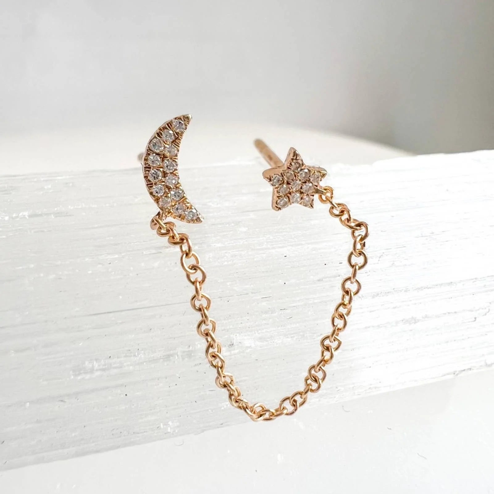 Double piercing GOLD star & moon