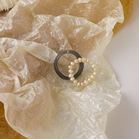 Anillo doble acrilico/perlas gris